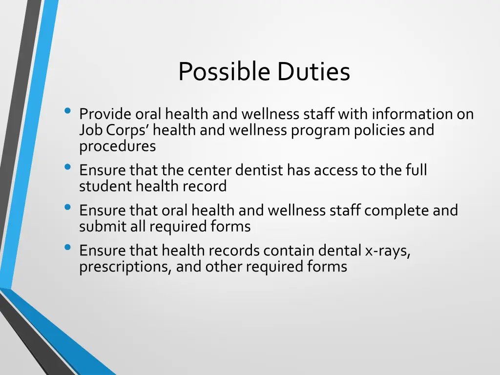 possible duties