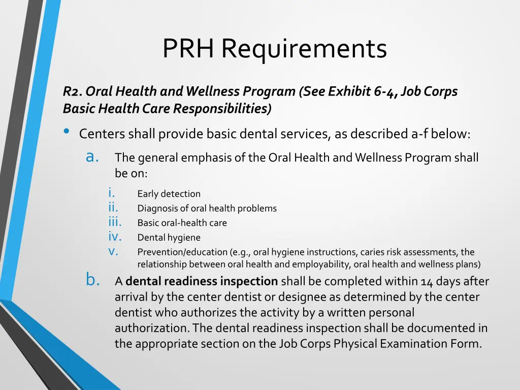 prh requirements