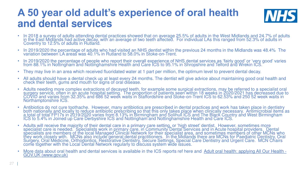 a 50 year old adult s experience of oral health