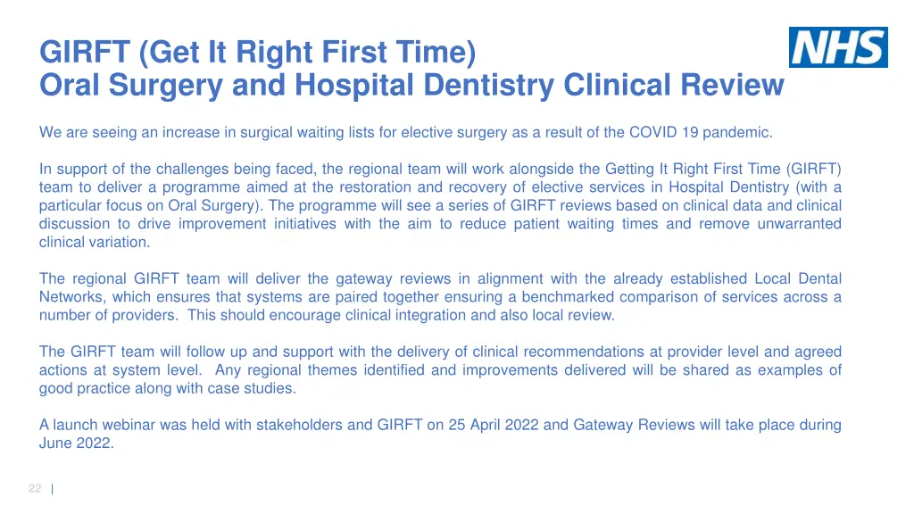 girft get it right first time oral surgery