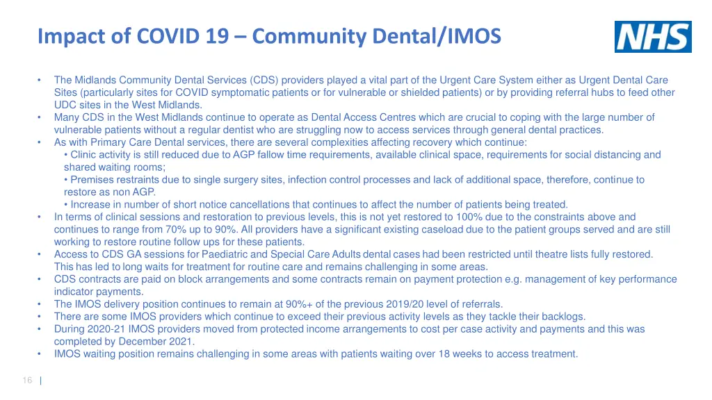 impact of covid 19 community dental imos