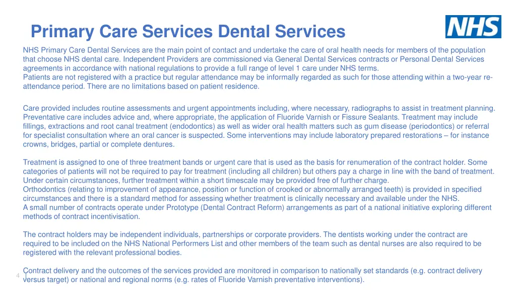 primary care services dental services