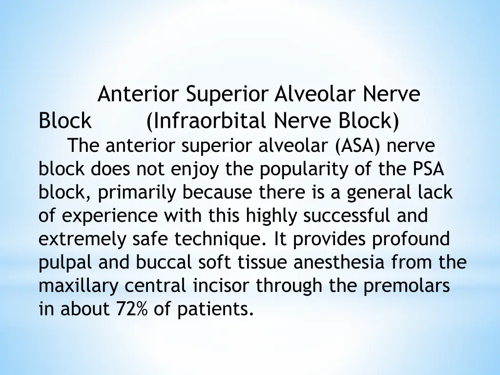 anterior superior alveolar nerve block