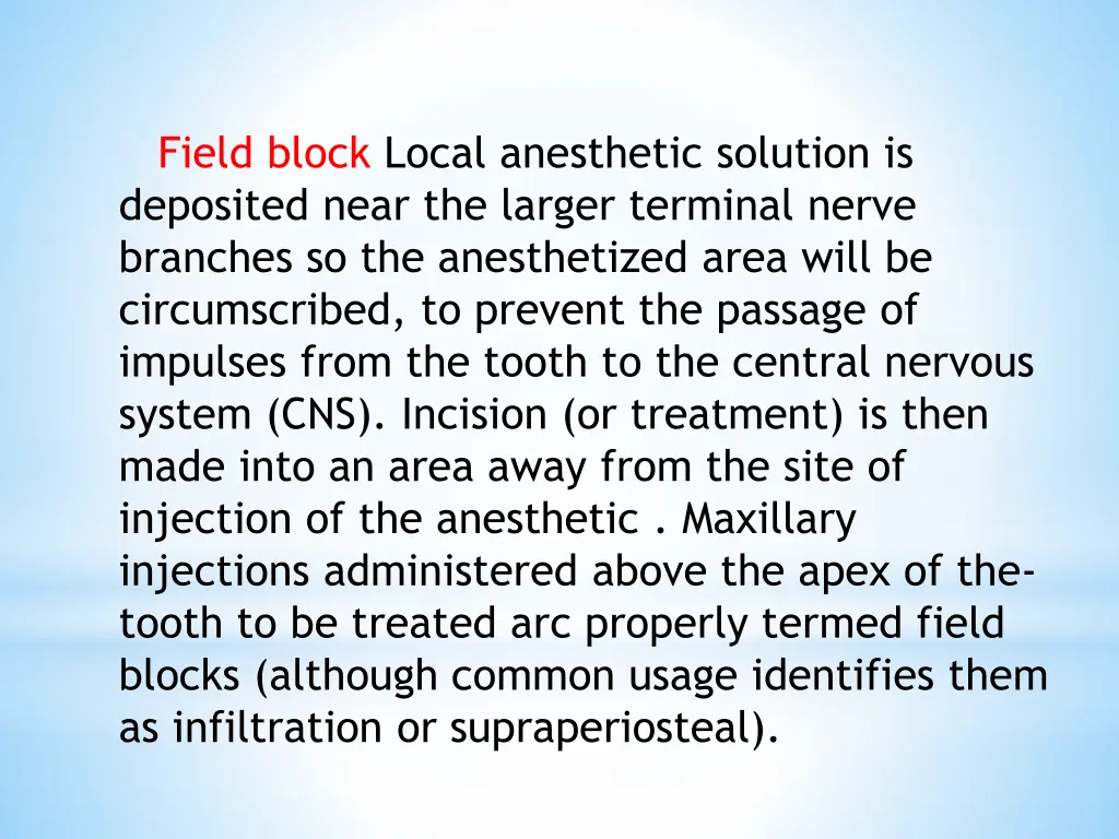 field block local anesthetic solution