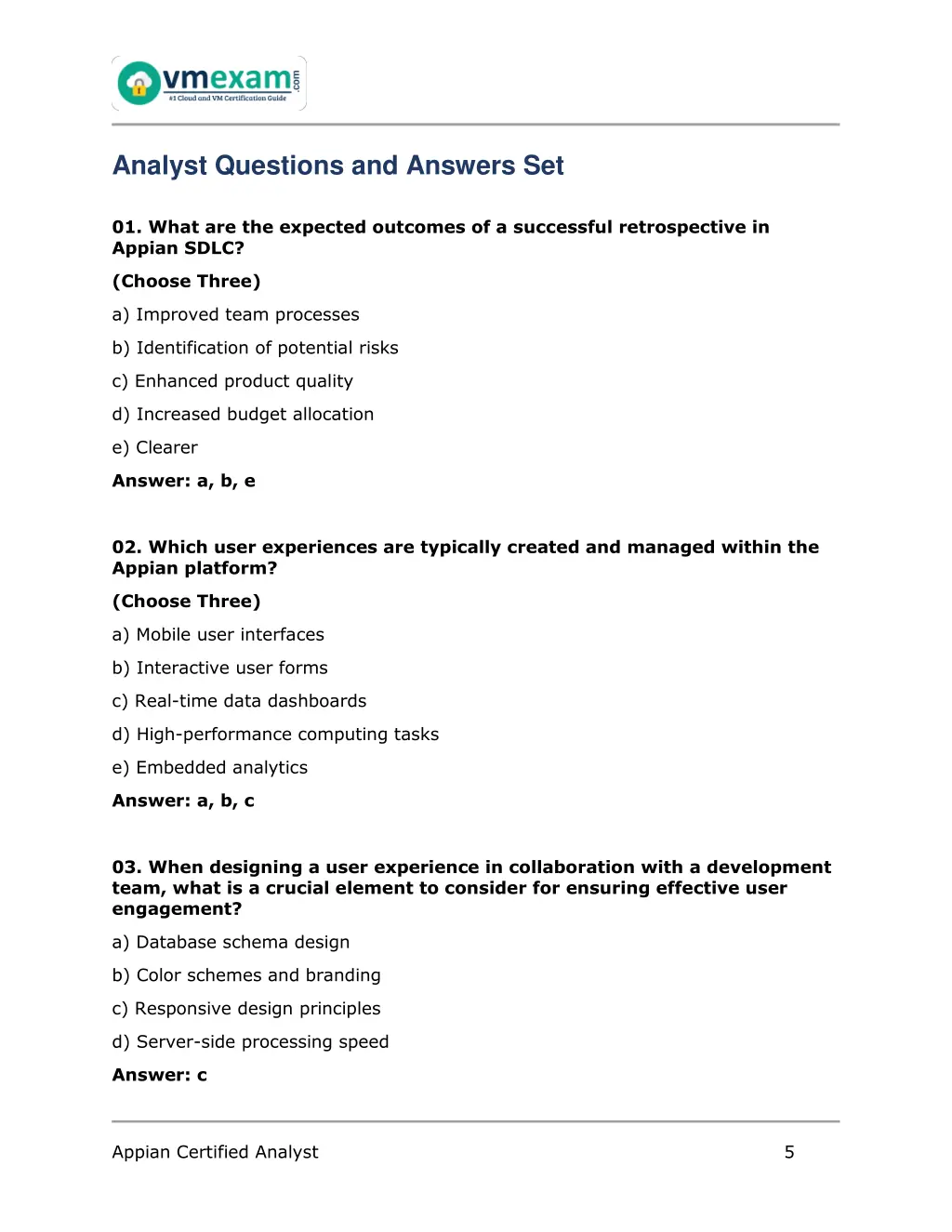 analyst questions and answers set