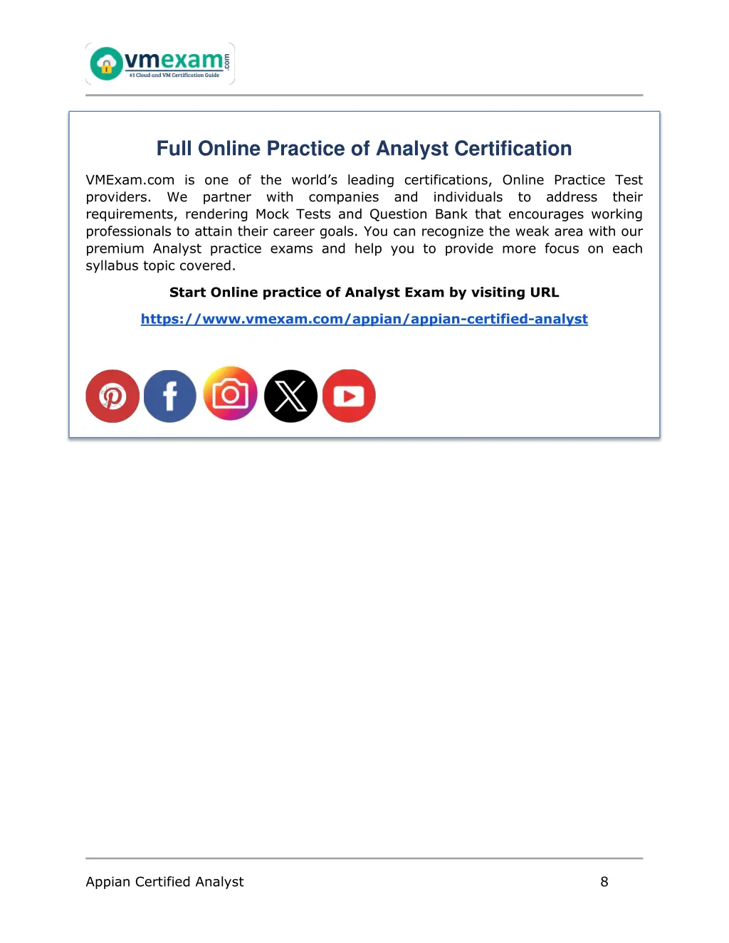 full online practice of analyst certification