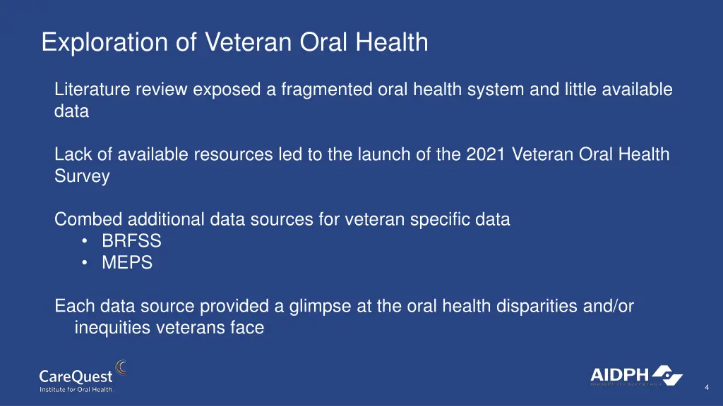 exploration of veteran oral health