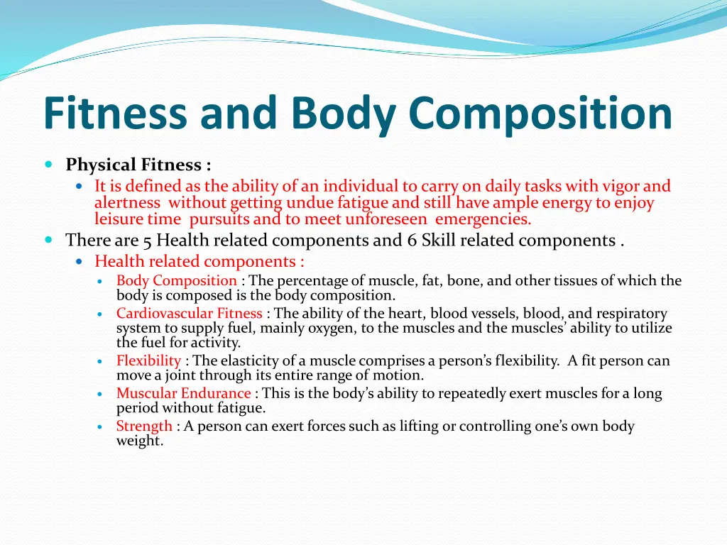 fitness and body composition