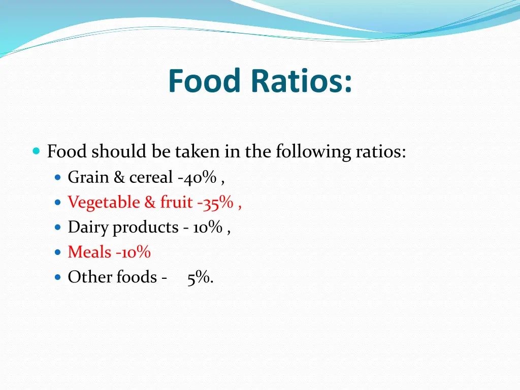 food ratios