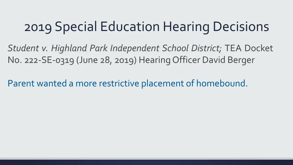 2019 special education hearing decisions