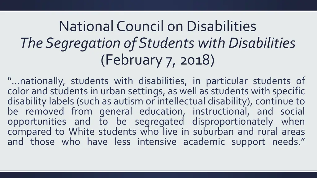 national council on disabilities the segregation