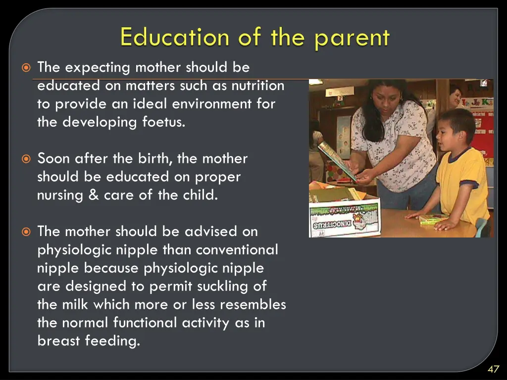 the expecting mother should be educated