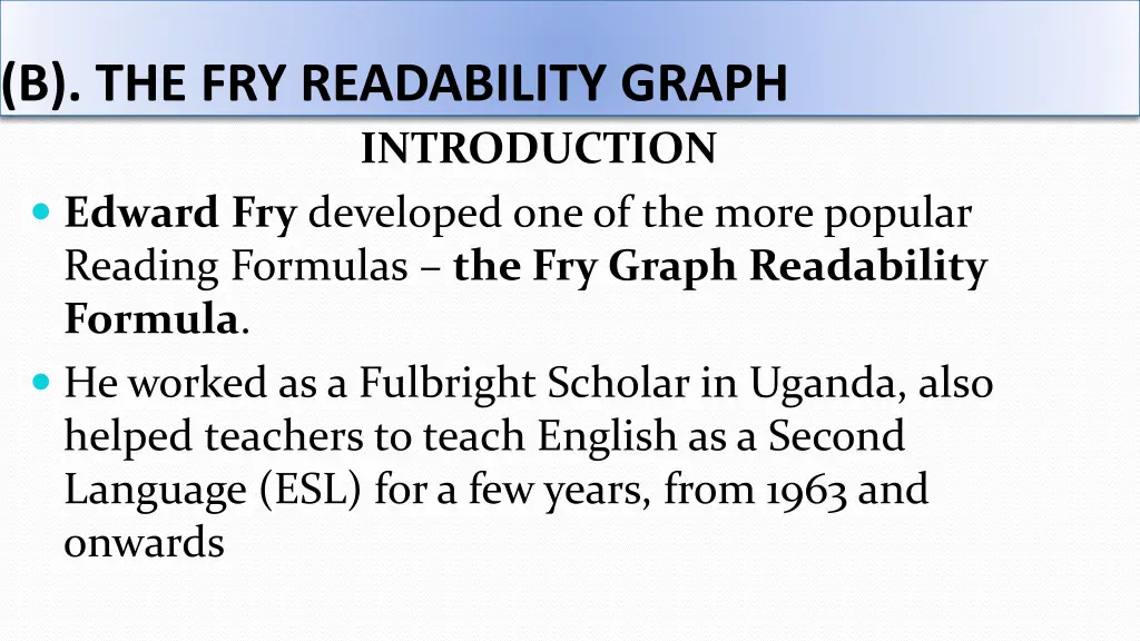 b the fry readability graph introduction edward