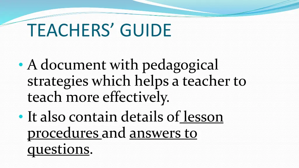 teachers guide