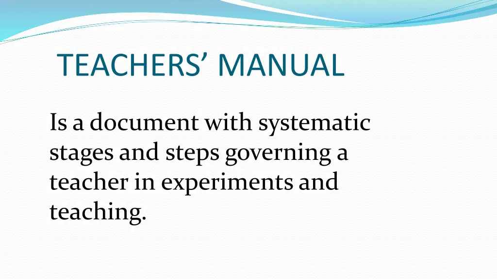 teachers manual