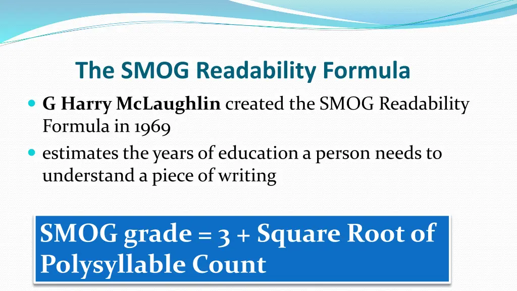 the smog readability formula