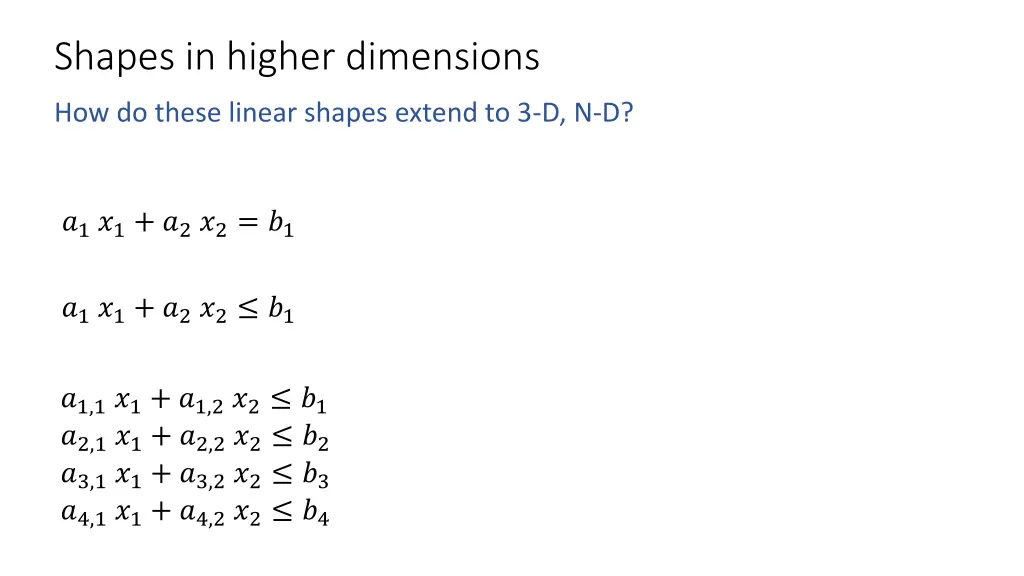 shapes in higher dimensions