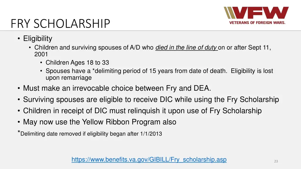 fry scholarship eligibility children