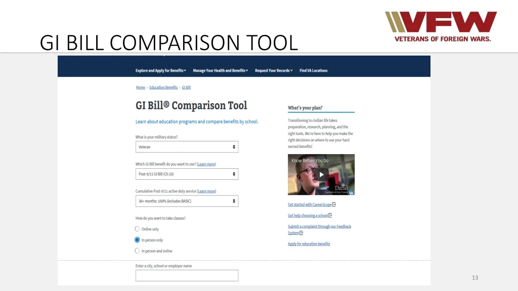 gi bill comparison tool