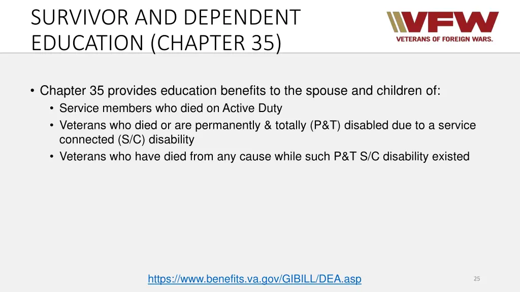 survivor and dependent education chapter 35