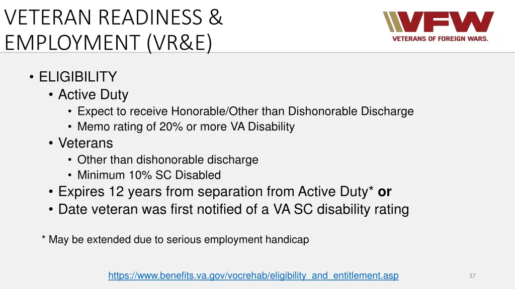 veteran readiness employment vr e 1