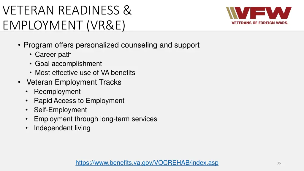 veteran readiness employment vr e