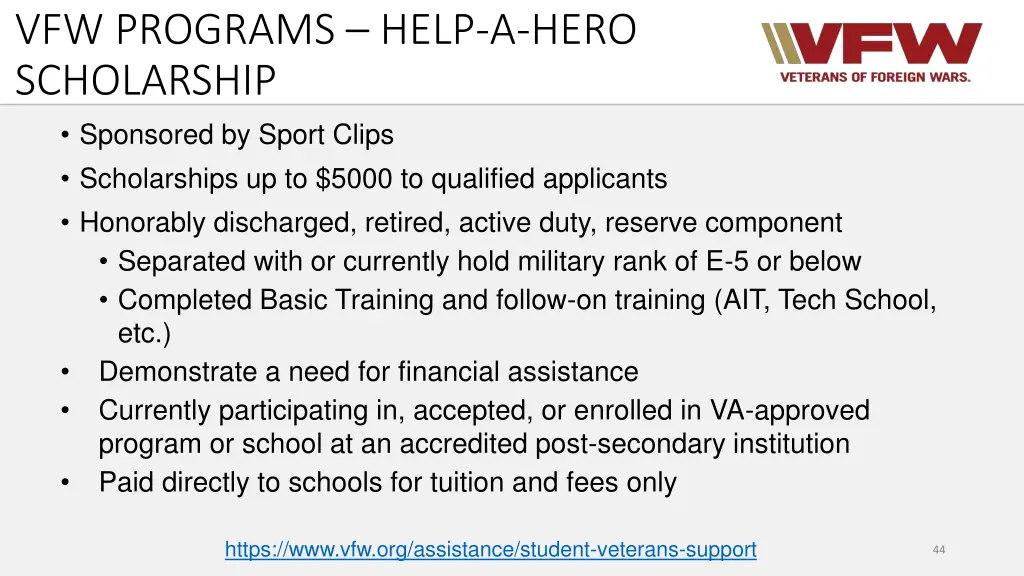 vfw programs help a hero scholarship