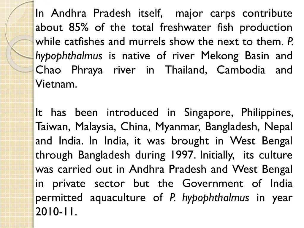 in andhra pradesh itself major carps contribute