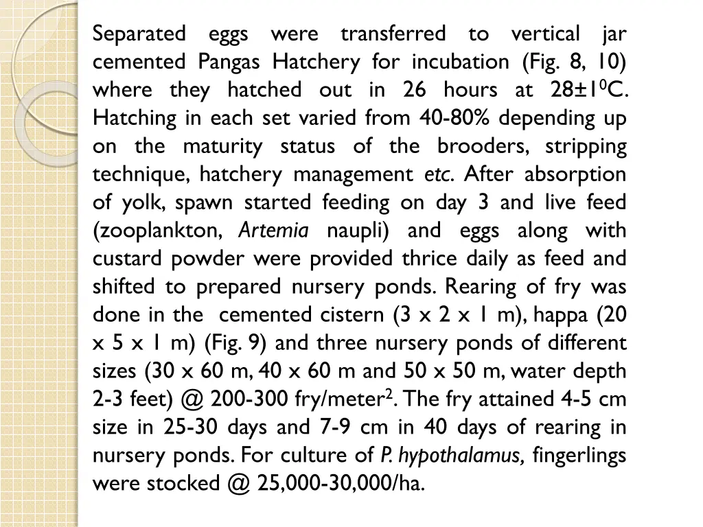 separated eggs were transferred to vertical