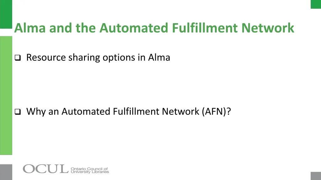 alma and the automated fulfillment network