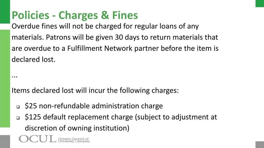 policies charges fines overdue fines will