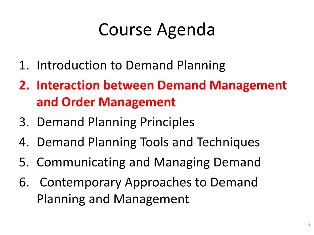 course agenda