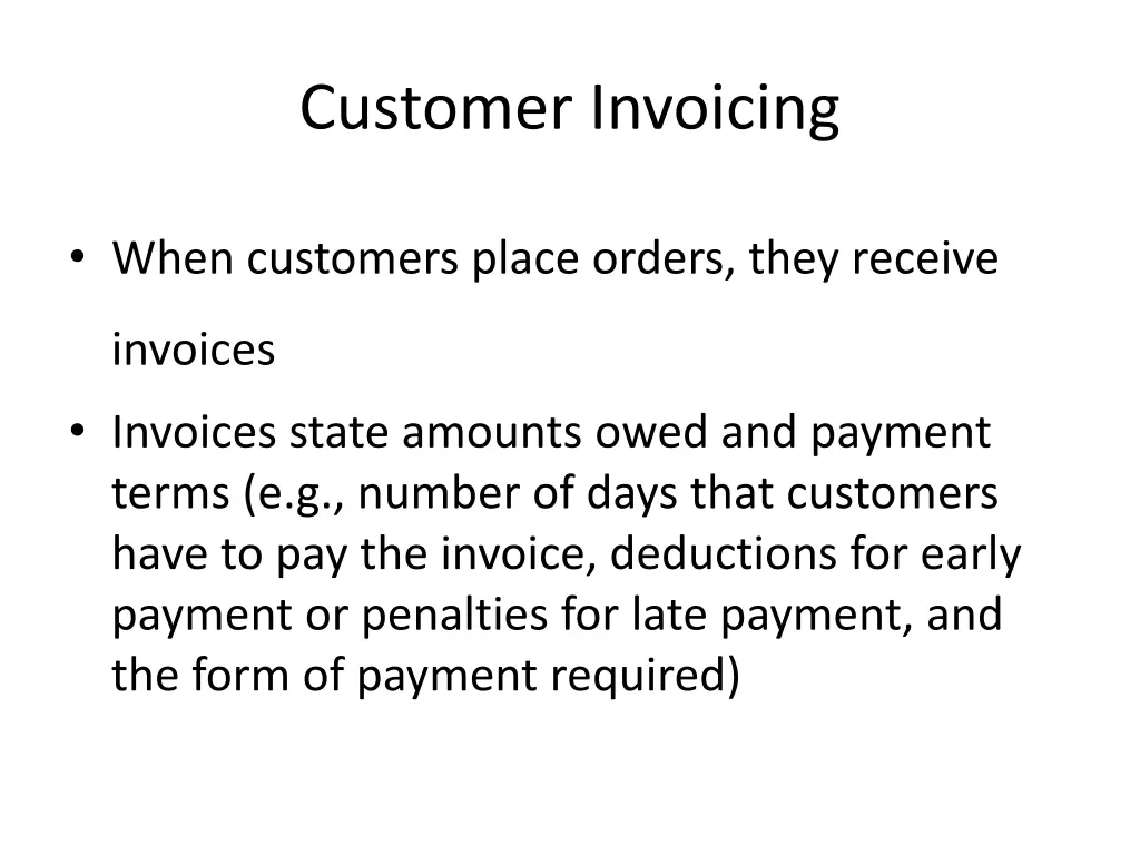 customer invoicing