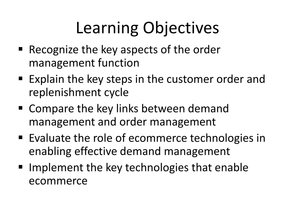 learning objectives recognize the key aspects