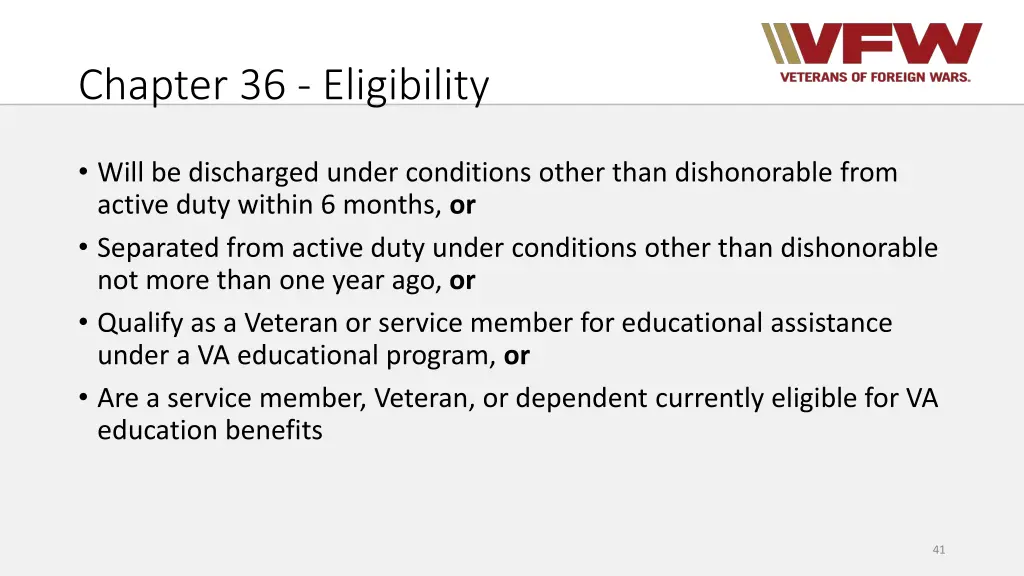 chapter 36 eligibility