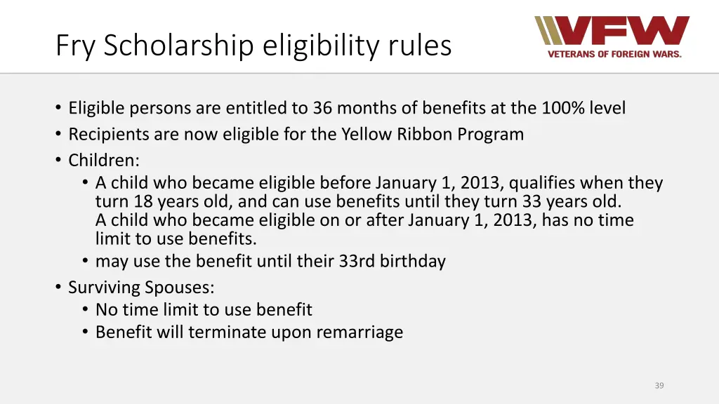 fry scholarship eligibility rules