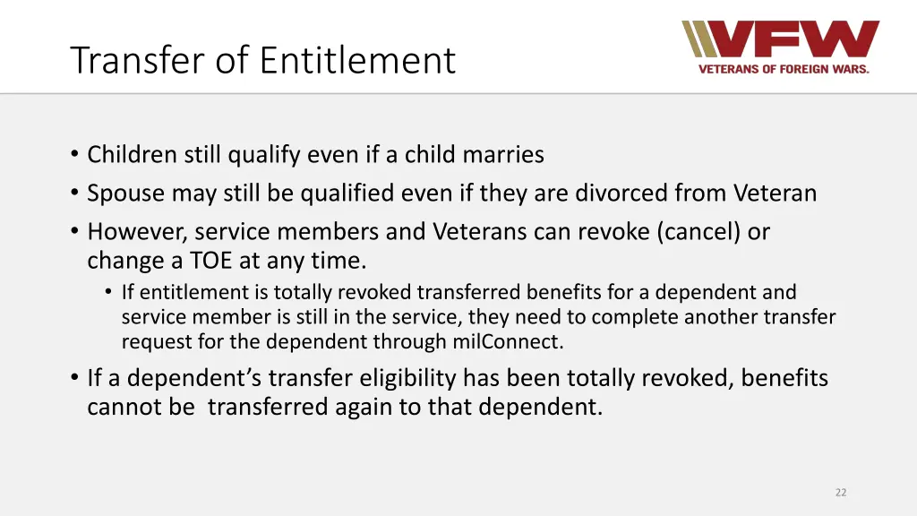 transfer of entitlement