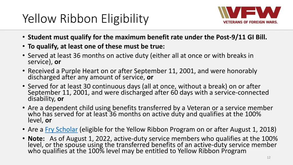 yellow ribbon eligibility