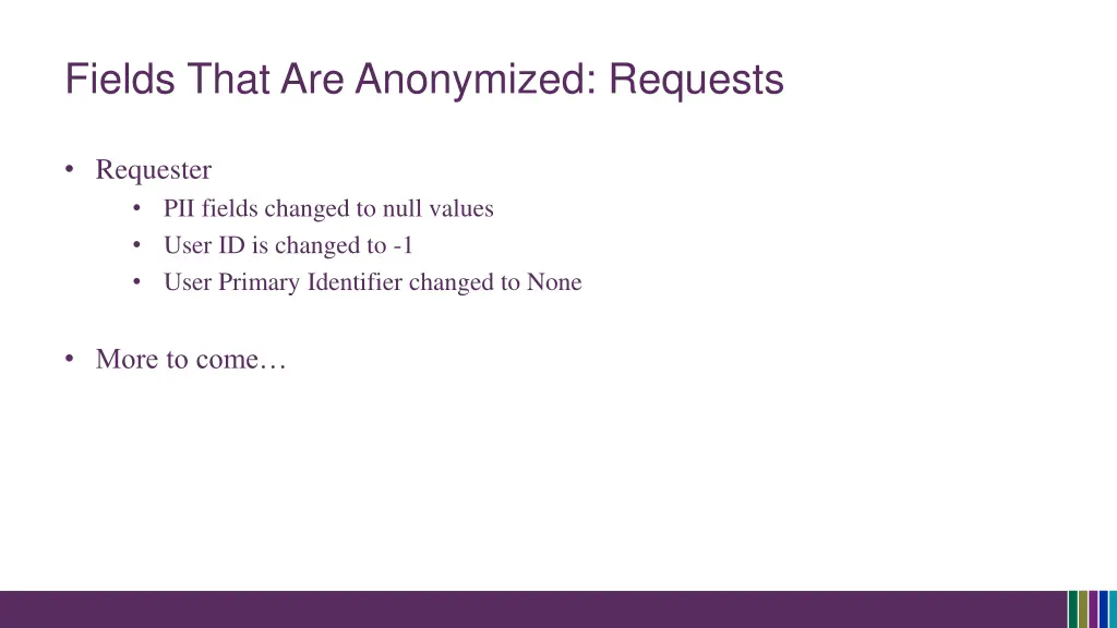 fields that are anonymized requests