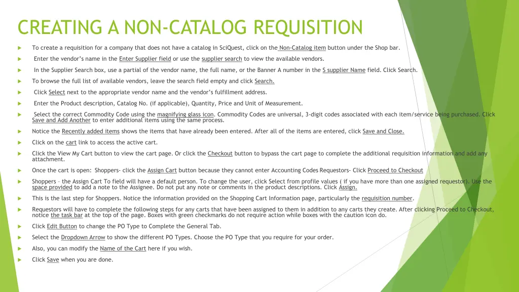 creating a non catalog requisition