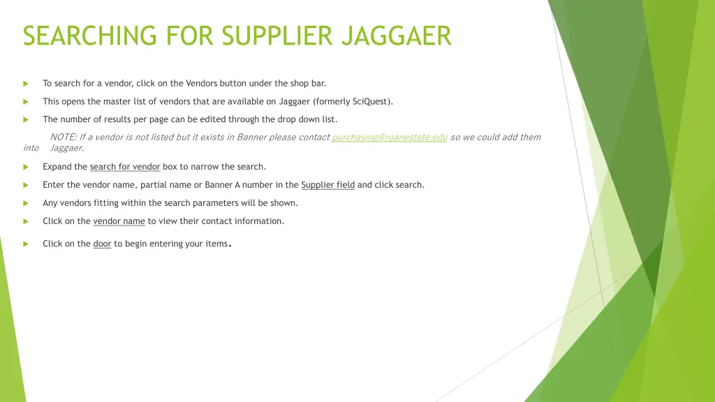 searching for supplier jaggaer