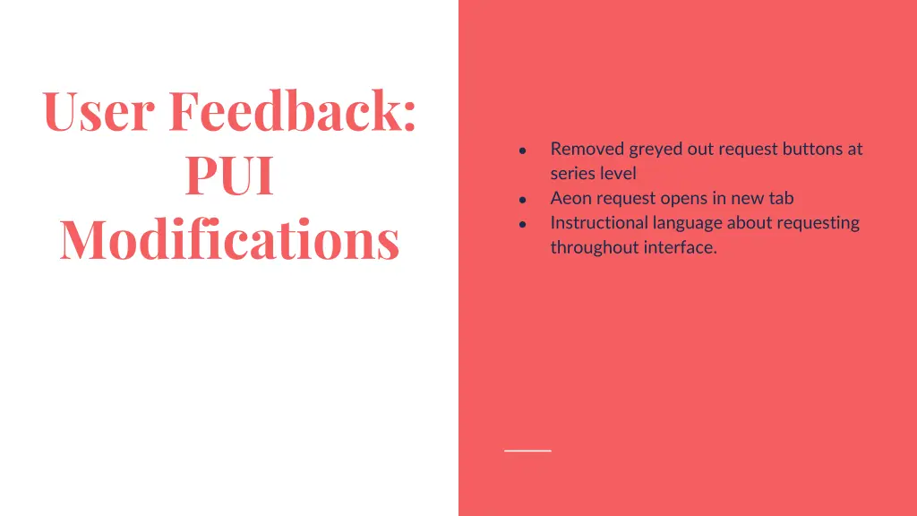 user feedback pui modifications