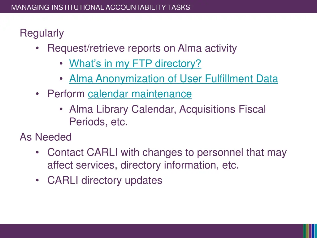 managing institutional accountability tasks