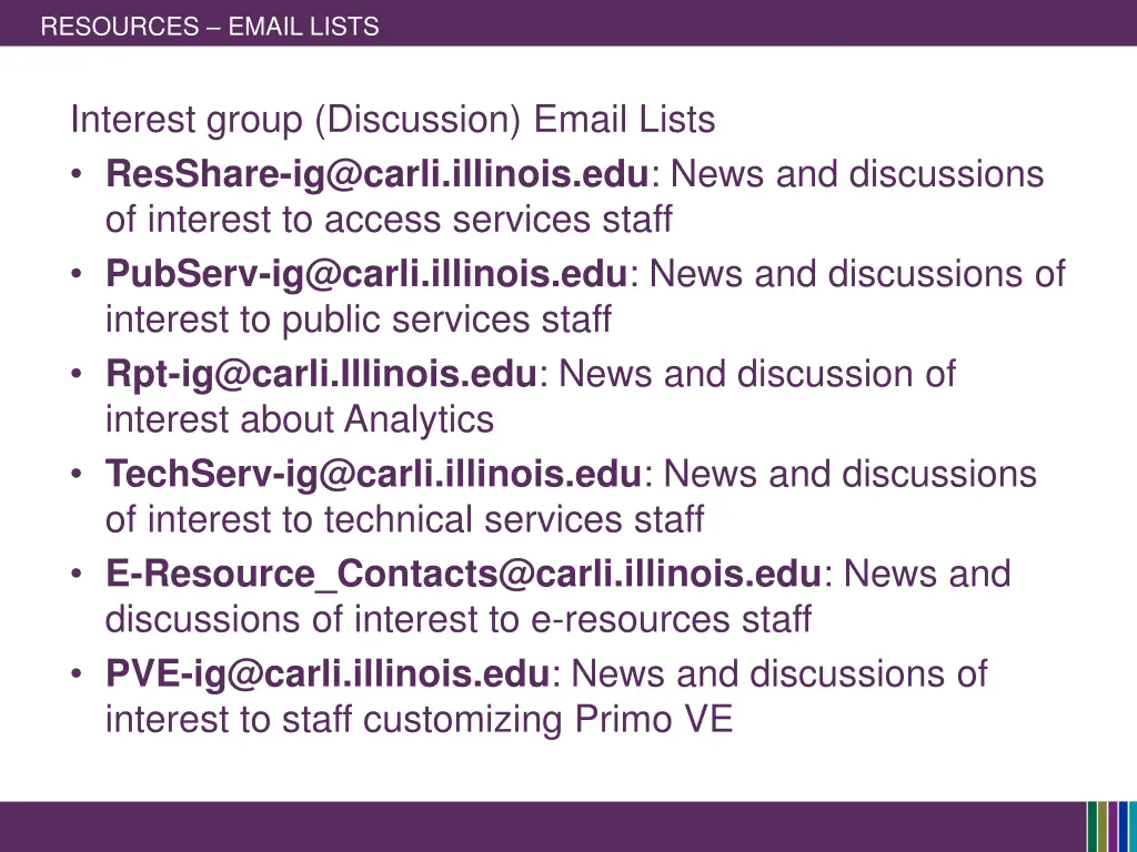 resources email lists 1