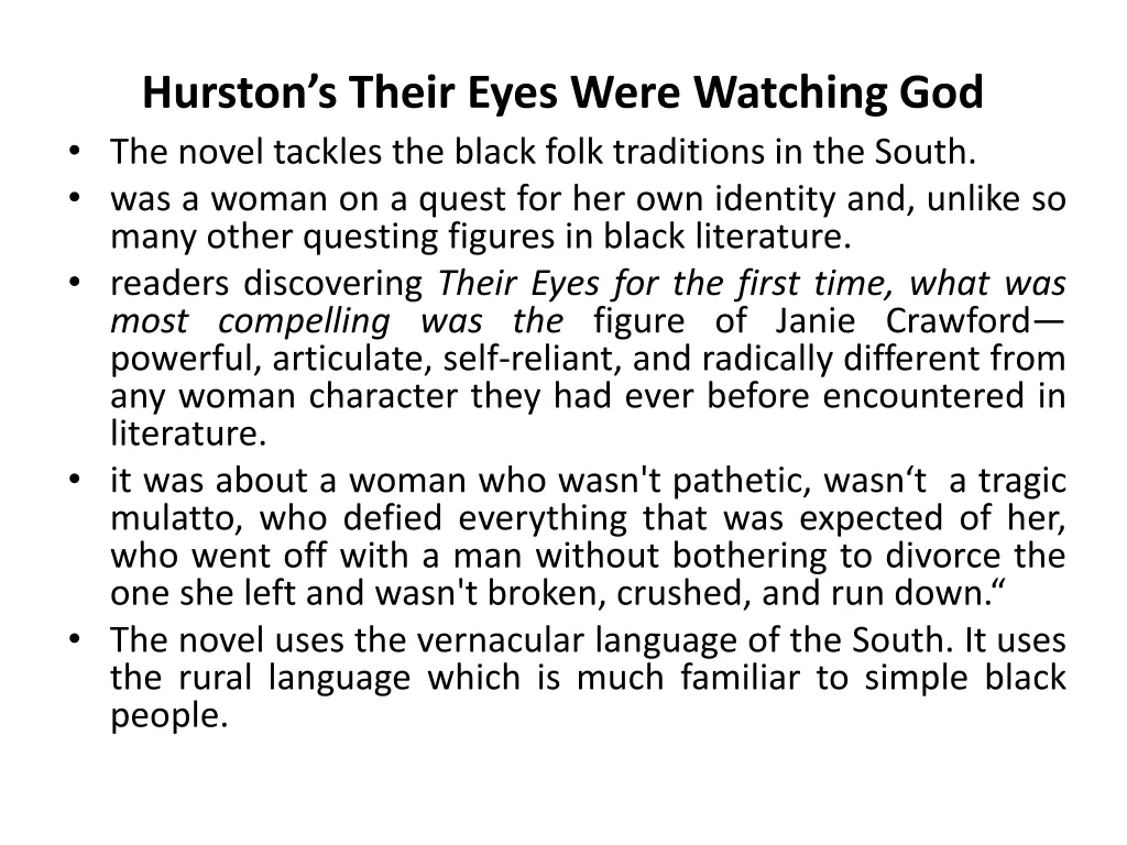 hurston s their eyes were watching god the novel