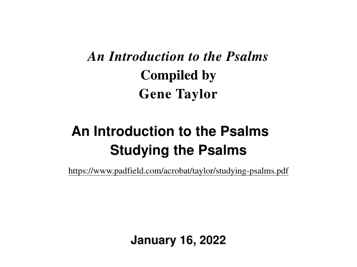 an introduction to the psalms compiled by gene