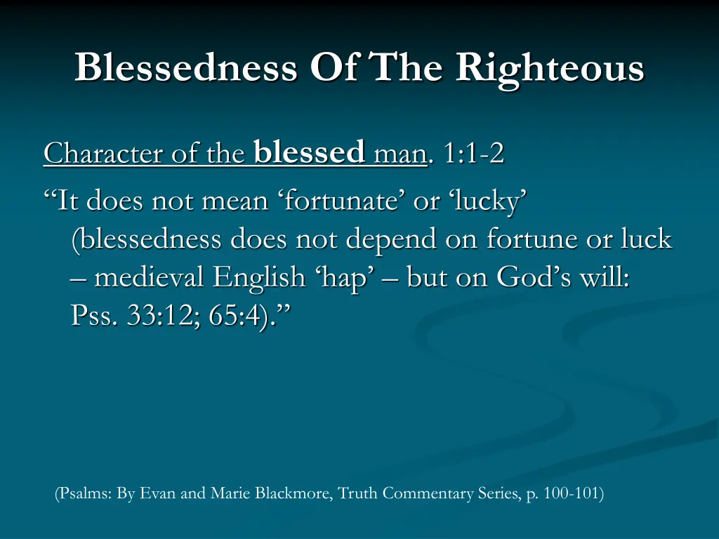 blessedness of the righteous