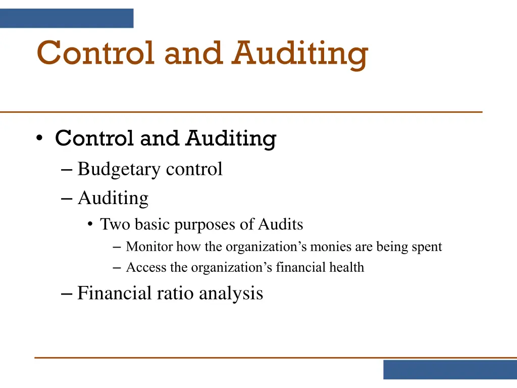 control and auditing