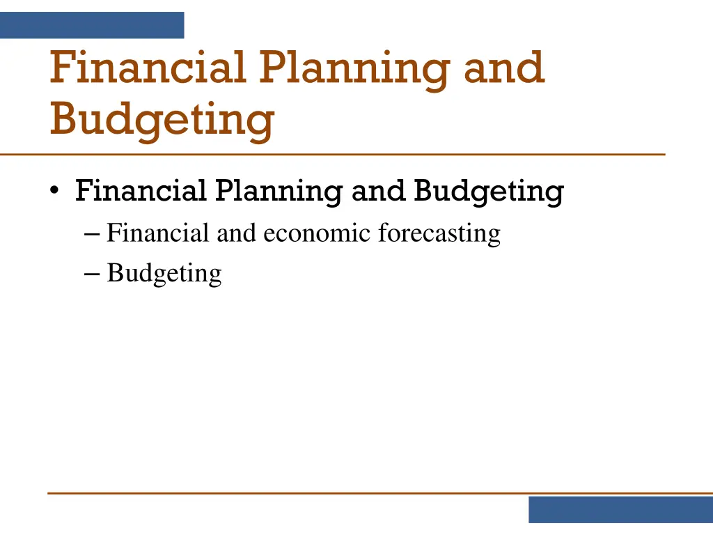 financial planning and budgeting