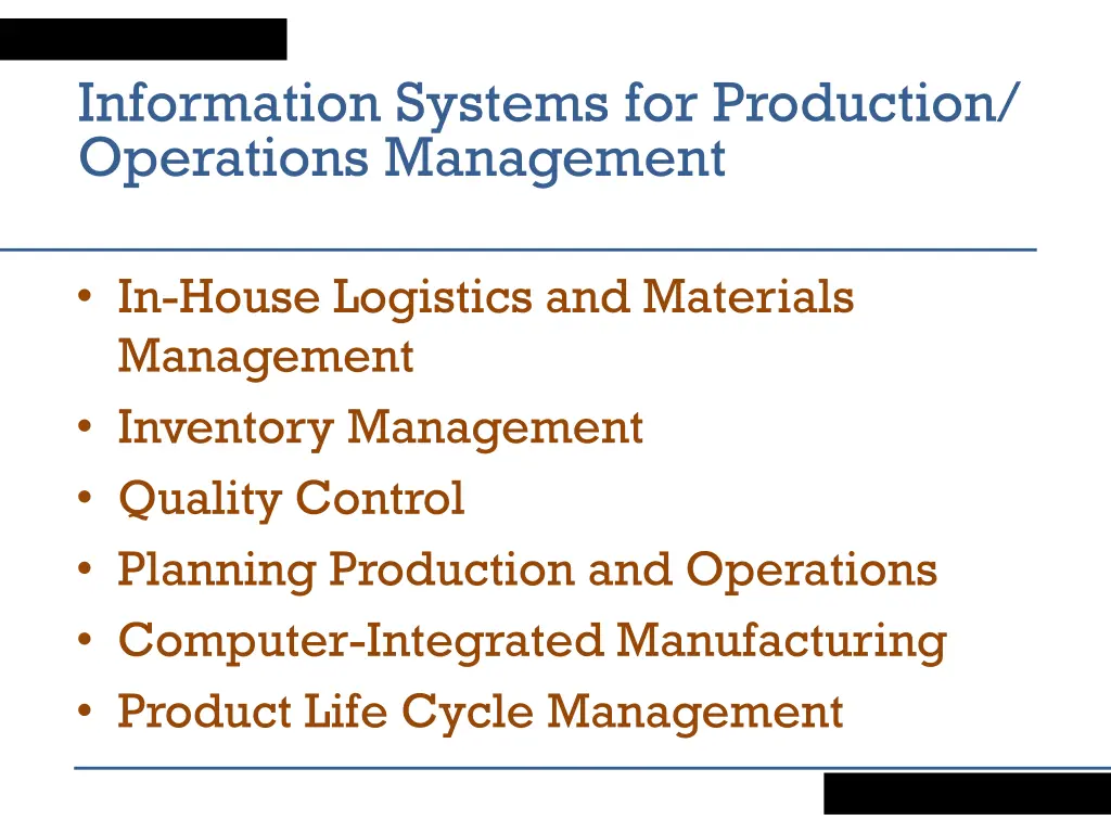 information systems for production operations